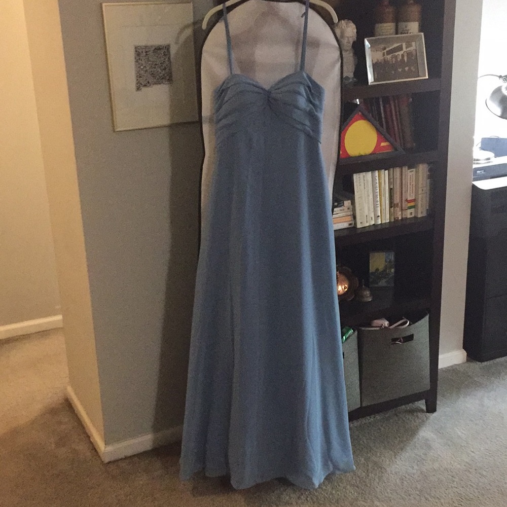 Blue floor length Azazie dress